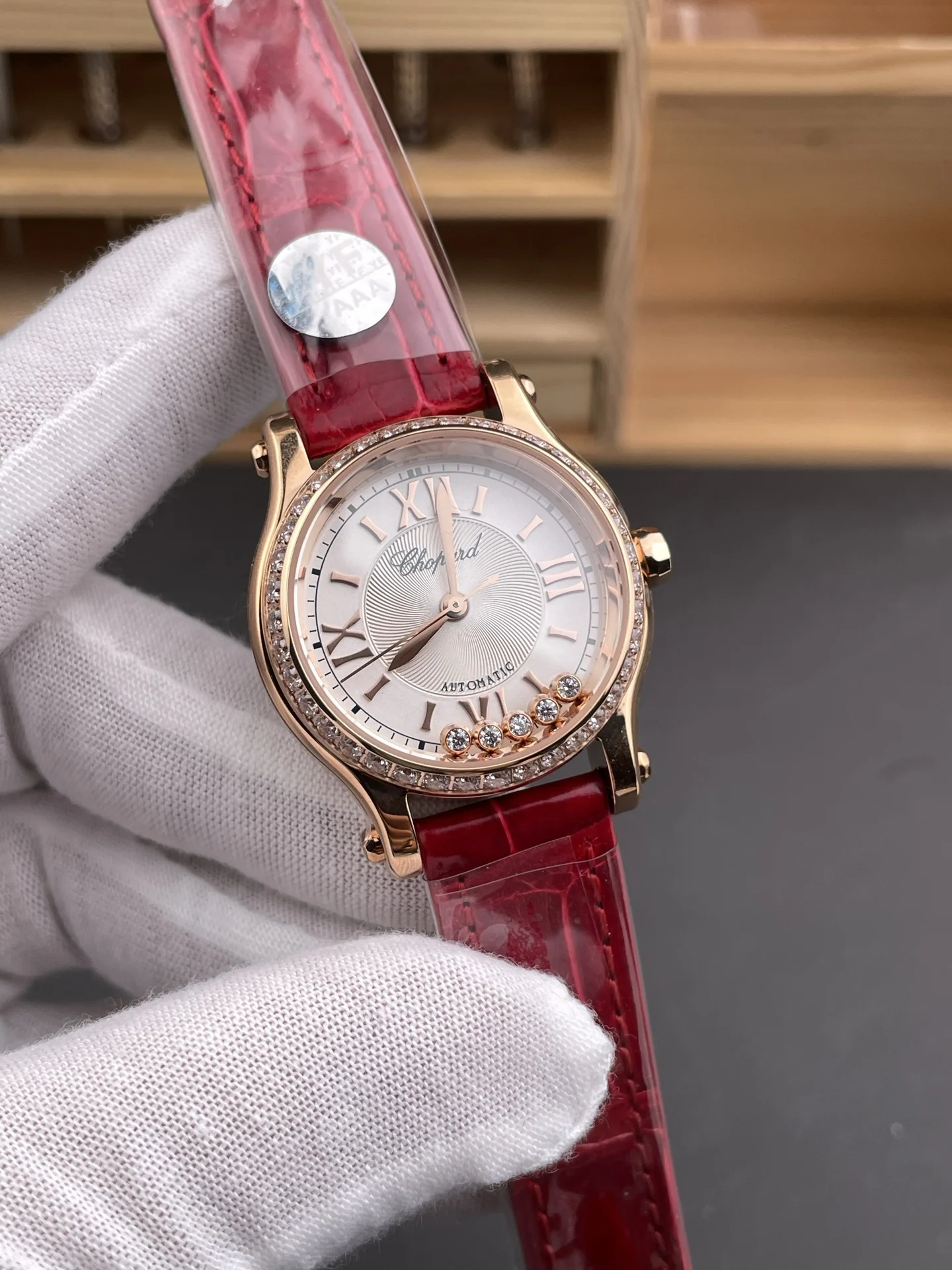 Chopard Happy Diamonds Rose Gold Diamond-Set 33mm — photographed off the sweep