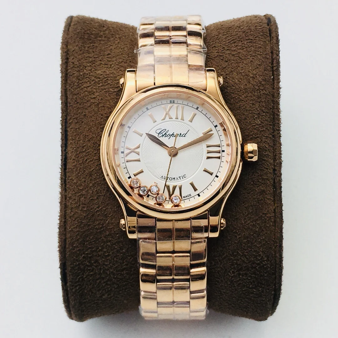 Chopard Happy Diamonds Rose Gold White Dial — photographed off the sweep