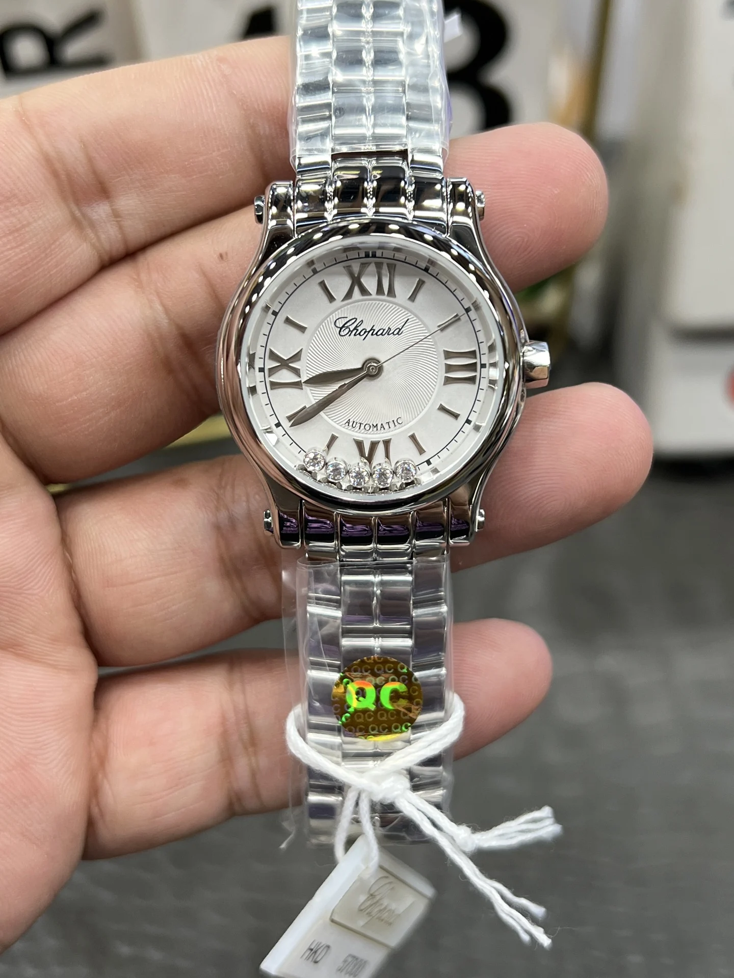 Chopard Happy Diamonds Steel 33mm — photographed off the sweep