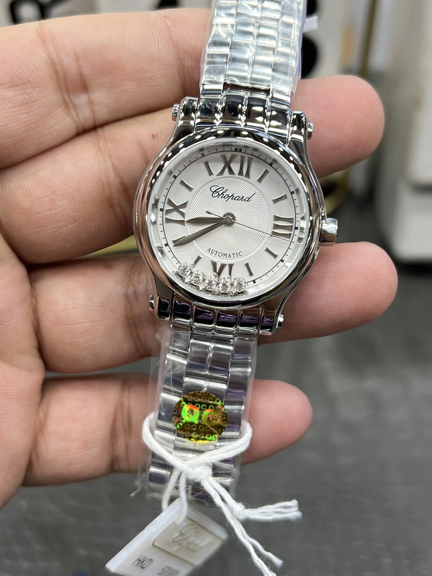 Chopard Happy Diamonds Steel 33mm — photographed off the sweep