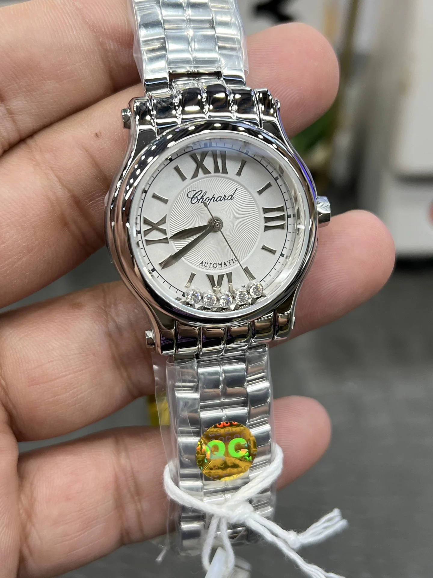 Chopard Happy Diamonds Steel 33mm — photographed off the sweep