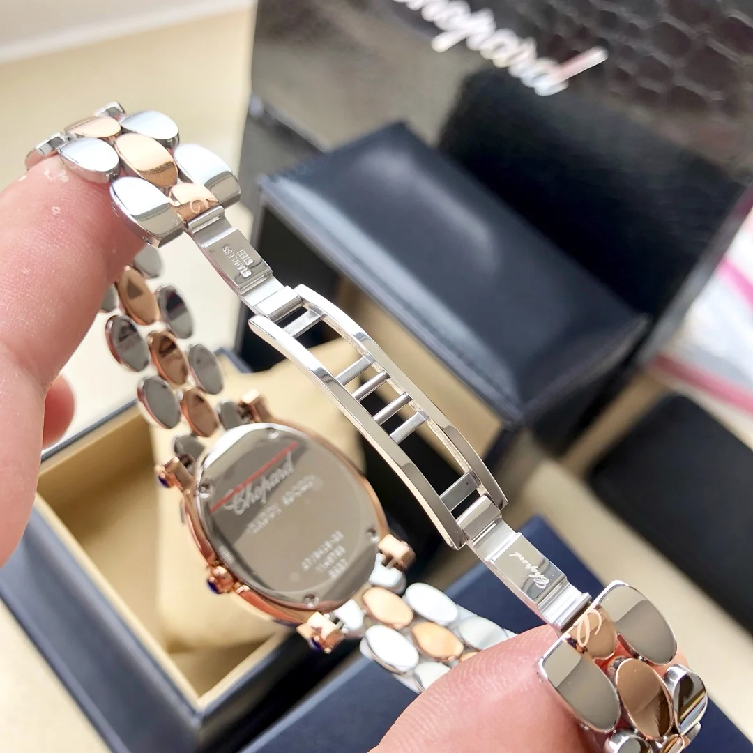 Chopard Happy Diamonds Steel Black Dial — photographed off the sweep