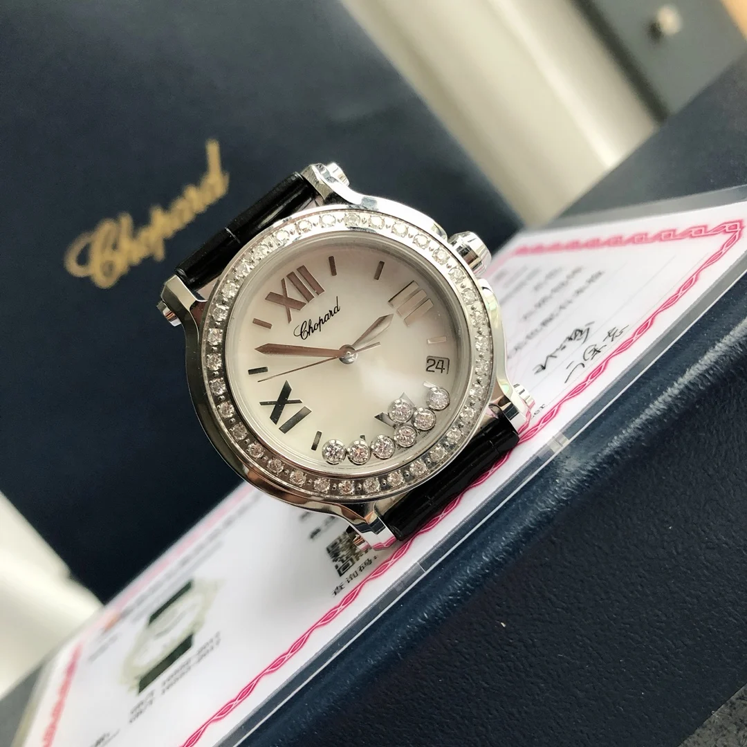 Chopard Happy Diamonds Steel Diamond-Set 36mm — photographed off the sweep