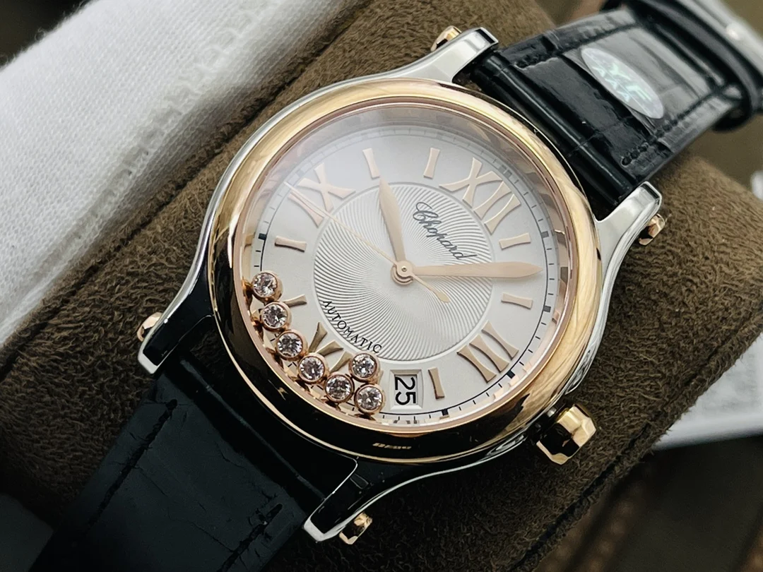 Chopard Happy Diamonds Steel White Dial 30mm — photographed off the sweep