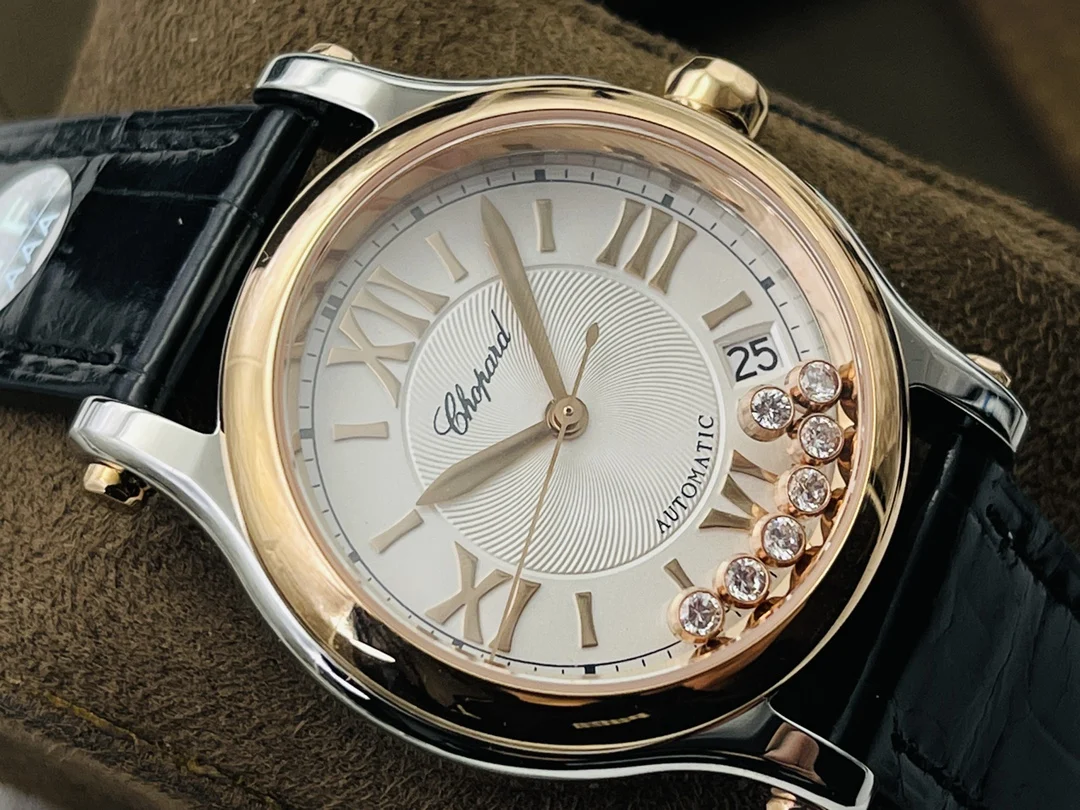 Chopard Happy Diamonds Steel White Dial 30mm — photographed off the sweep