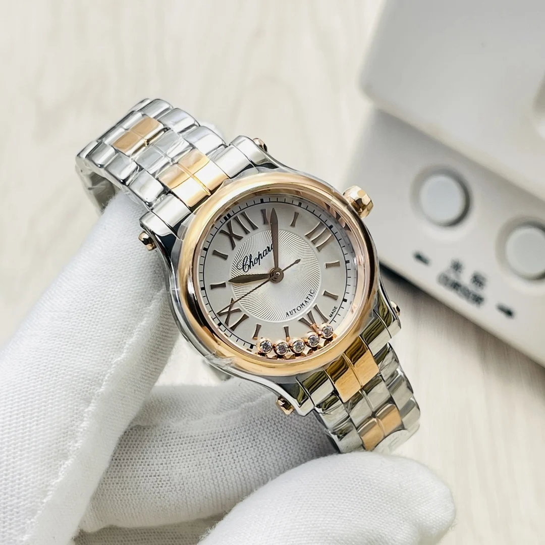 Chopard Happy Diamonds Steel White Dial 30mm — photographed off the sweep