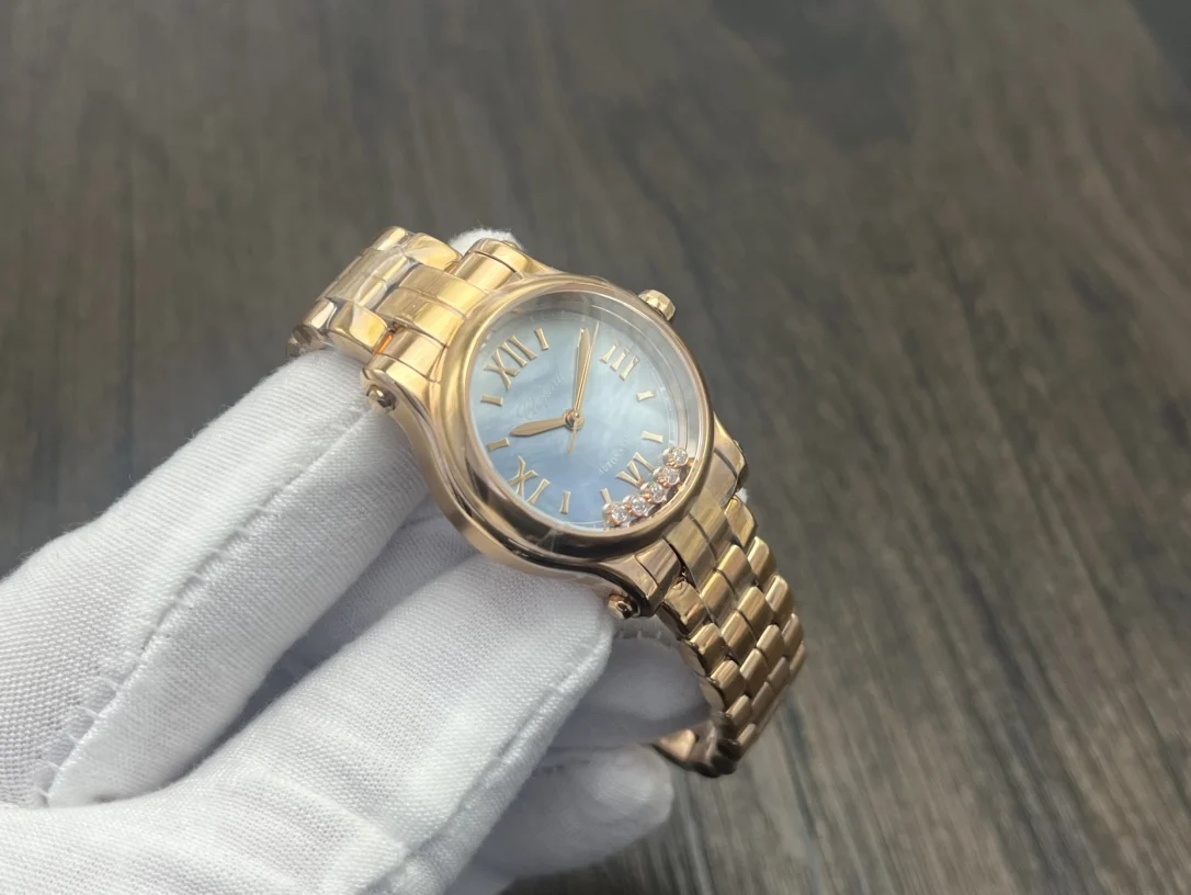 Chopard Happy Sport Green Dial 30mm — photographed off the sweep