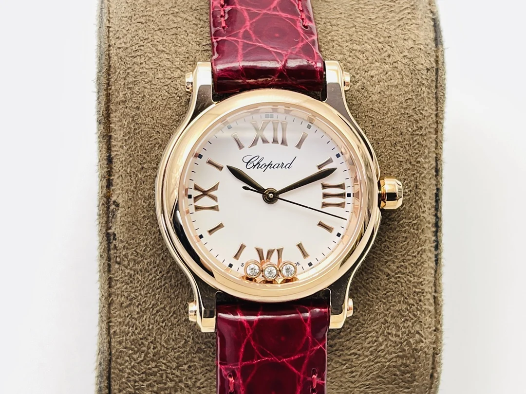 Chopard Happy Sport Rose Gold Blue Dial 30mm — photographed off the sweep