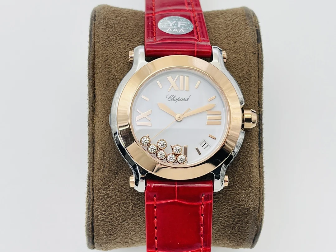Chopard Happy Sport Rose Gold Blue Dial 36mm — photographed off the sweep