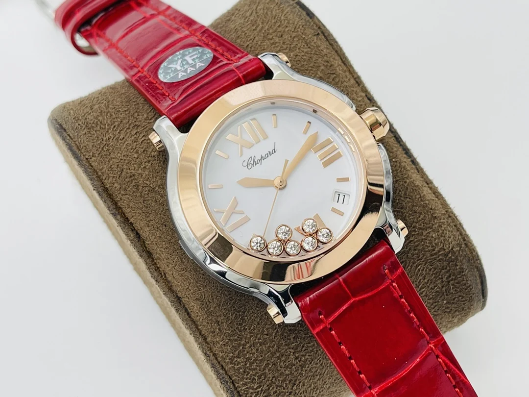 Chopard Happy Sport Rose Gold Blue Dial 36mm — photographed off the sweep