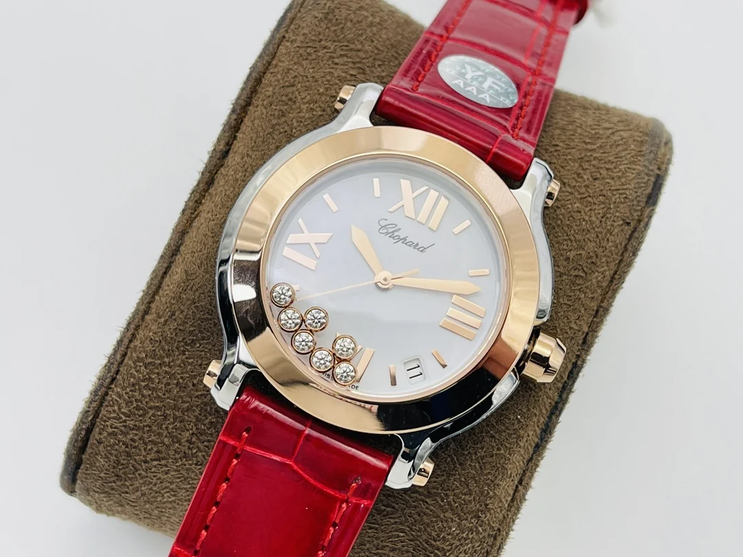 Chopard Happy Sport Rose Gold Blue Dial 36mm — photographed off the sweep