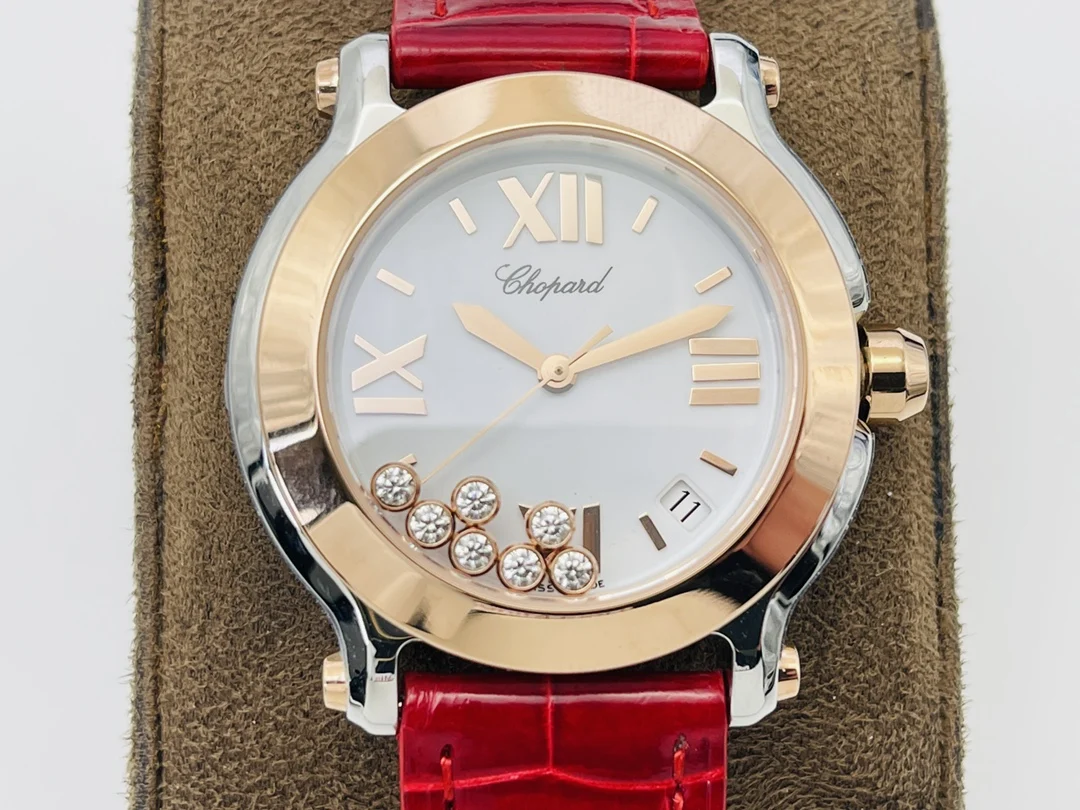 Chopard Happy Sport Rose Gold Blue Dial 36mm — photographed off the sweep