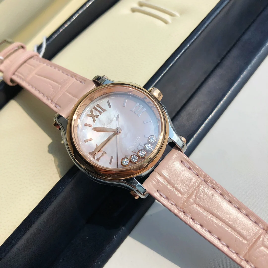 Chopard Happy Sport Rose Gold White Dial — photographed off the sweep