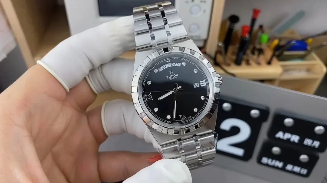 day-date display Tudor men's watch