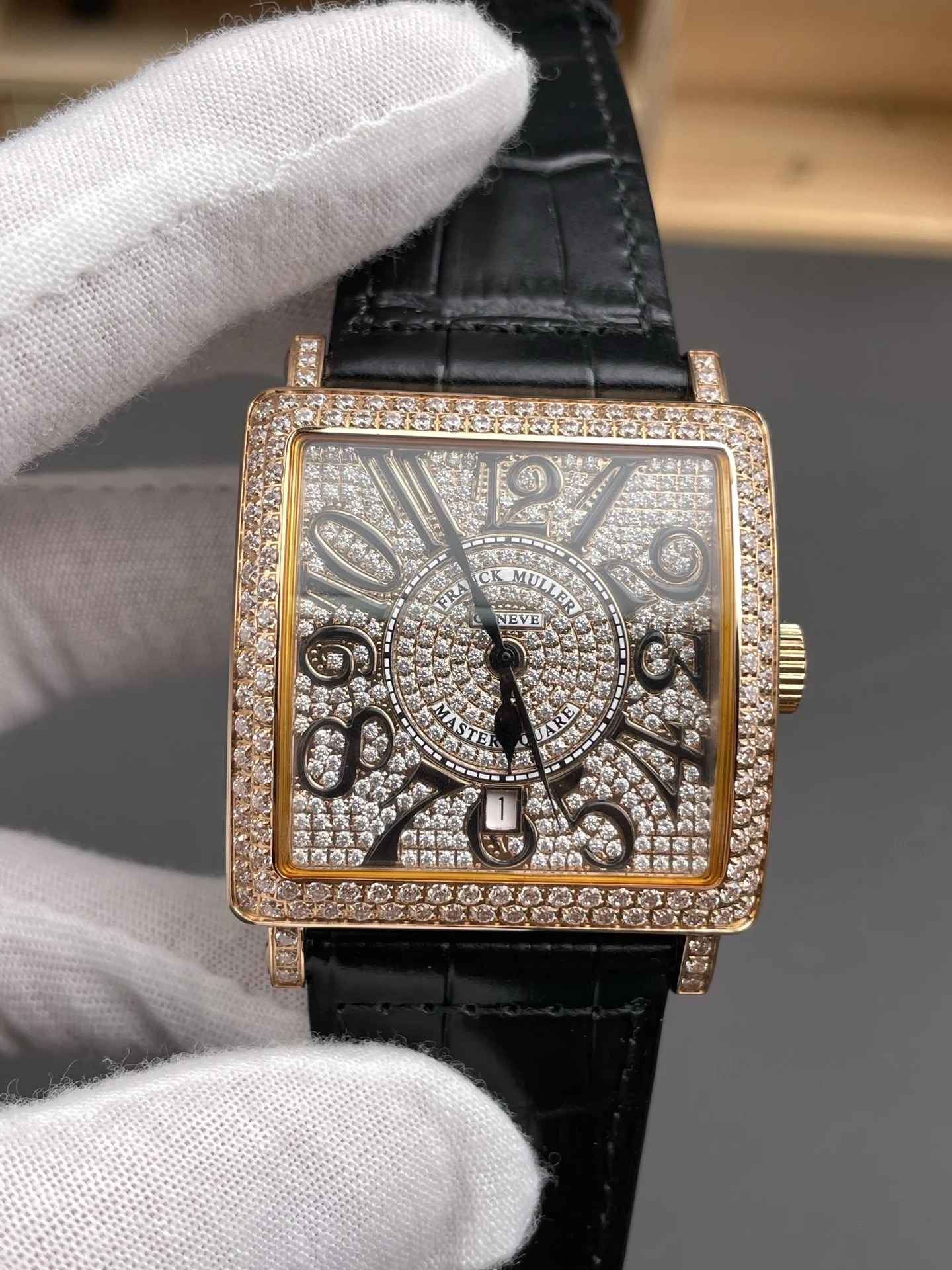 Franck Muller Rose Gold 36 × 36mm — photographed off the sweep