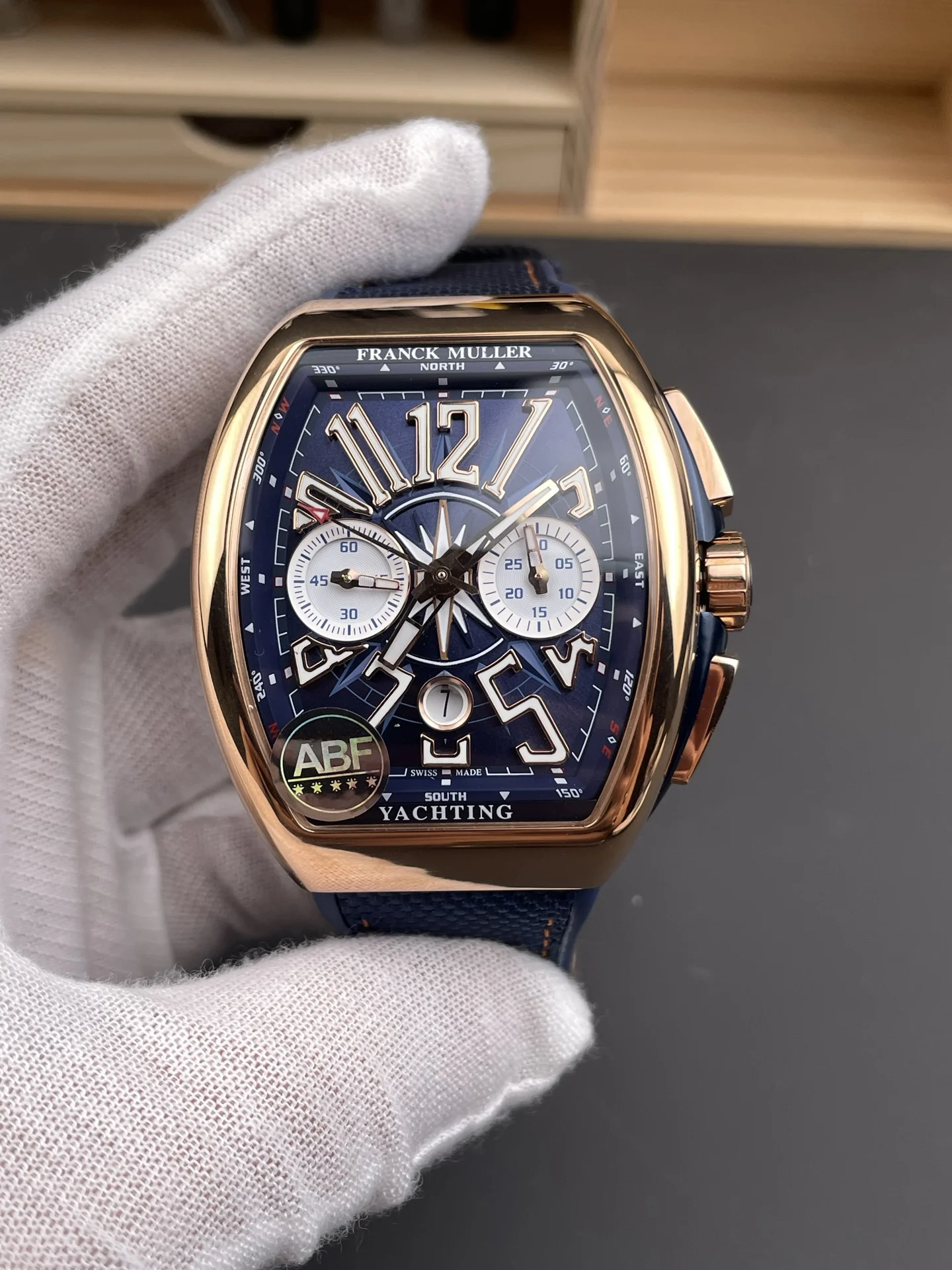 Franck Muller Rose Gold 44 × 53.7mm — photographed off the sweep