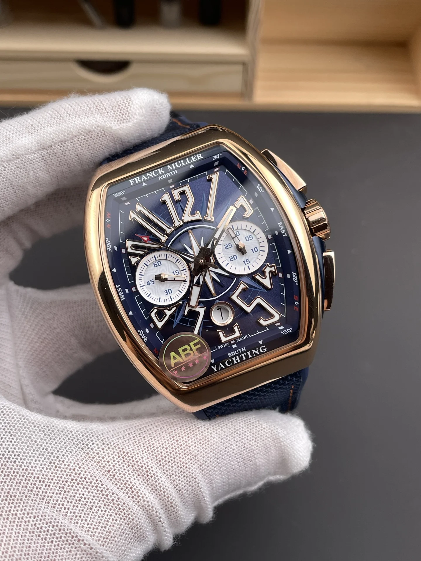 Franck Muller Rose Gold 44 × 53.7mm — photographed off the sweep