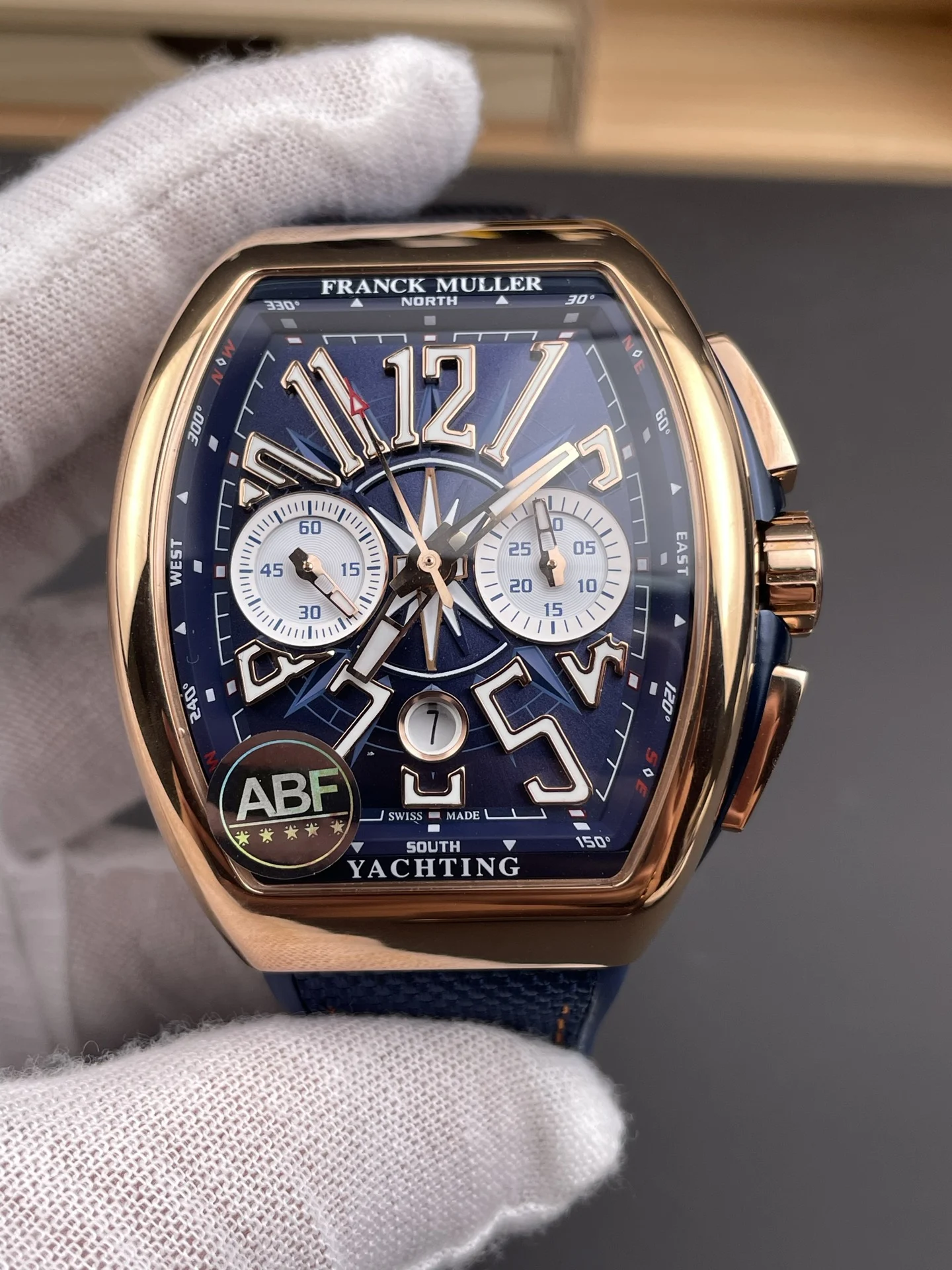 Franck Muller Rose Gold 44 × 53.7mm — photographed off the sweep