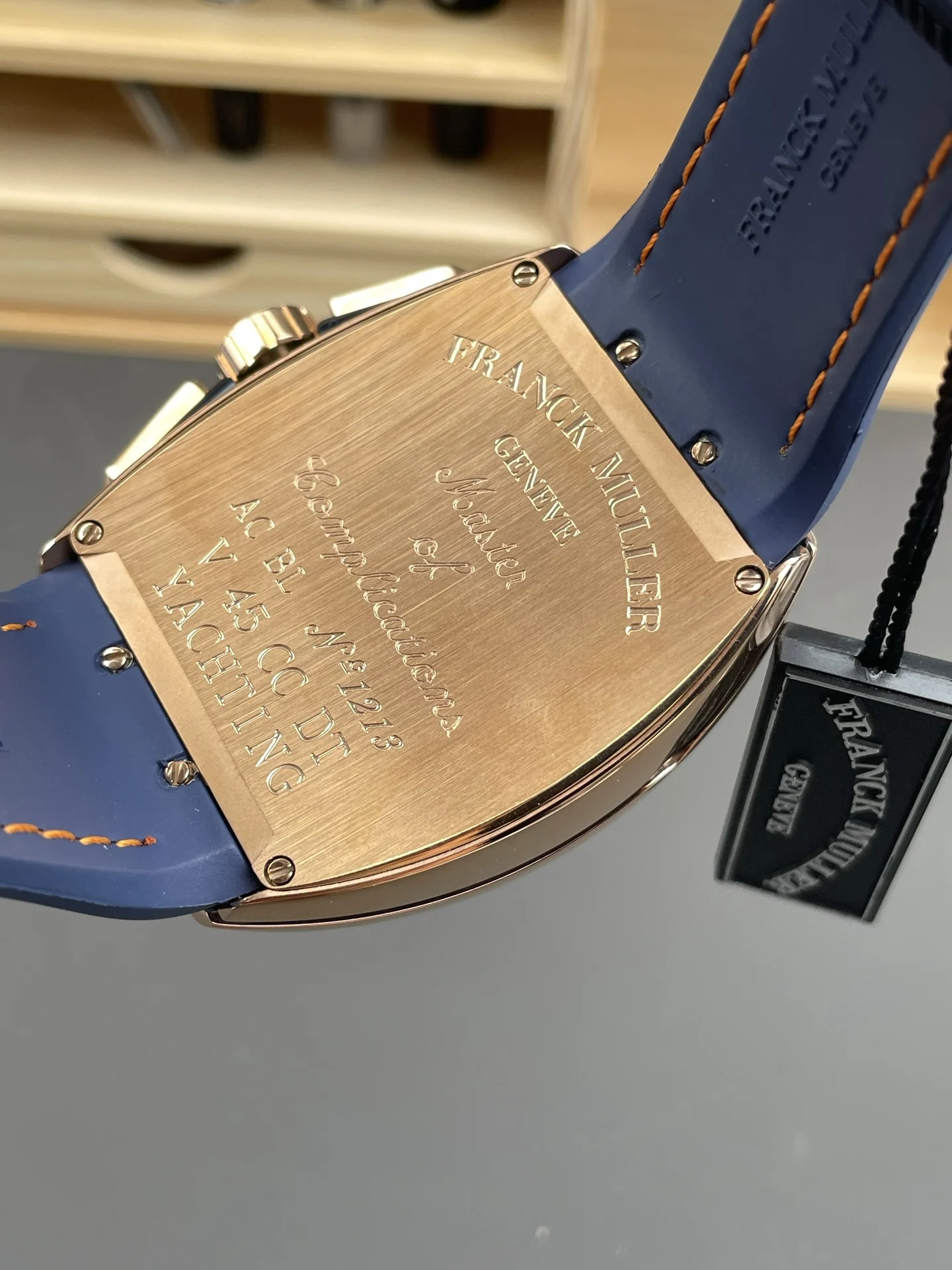 Franck Muller Rose Gold 44 × 53.7mm — photographed off the sweep