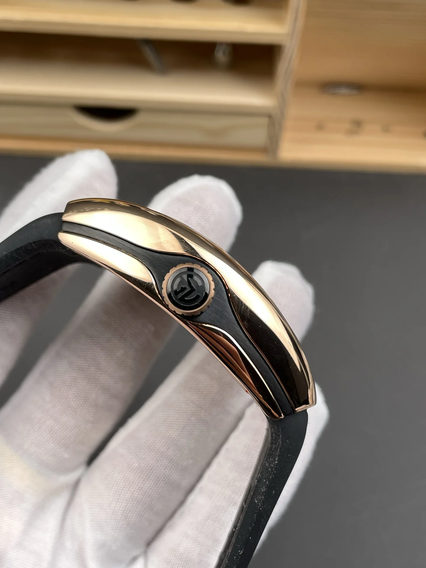 Franck Muller Rose Gold Black Dial — photographed off the sweep