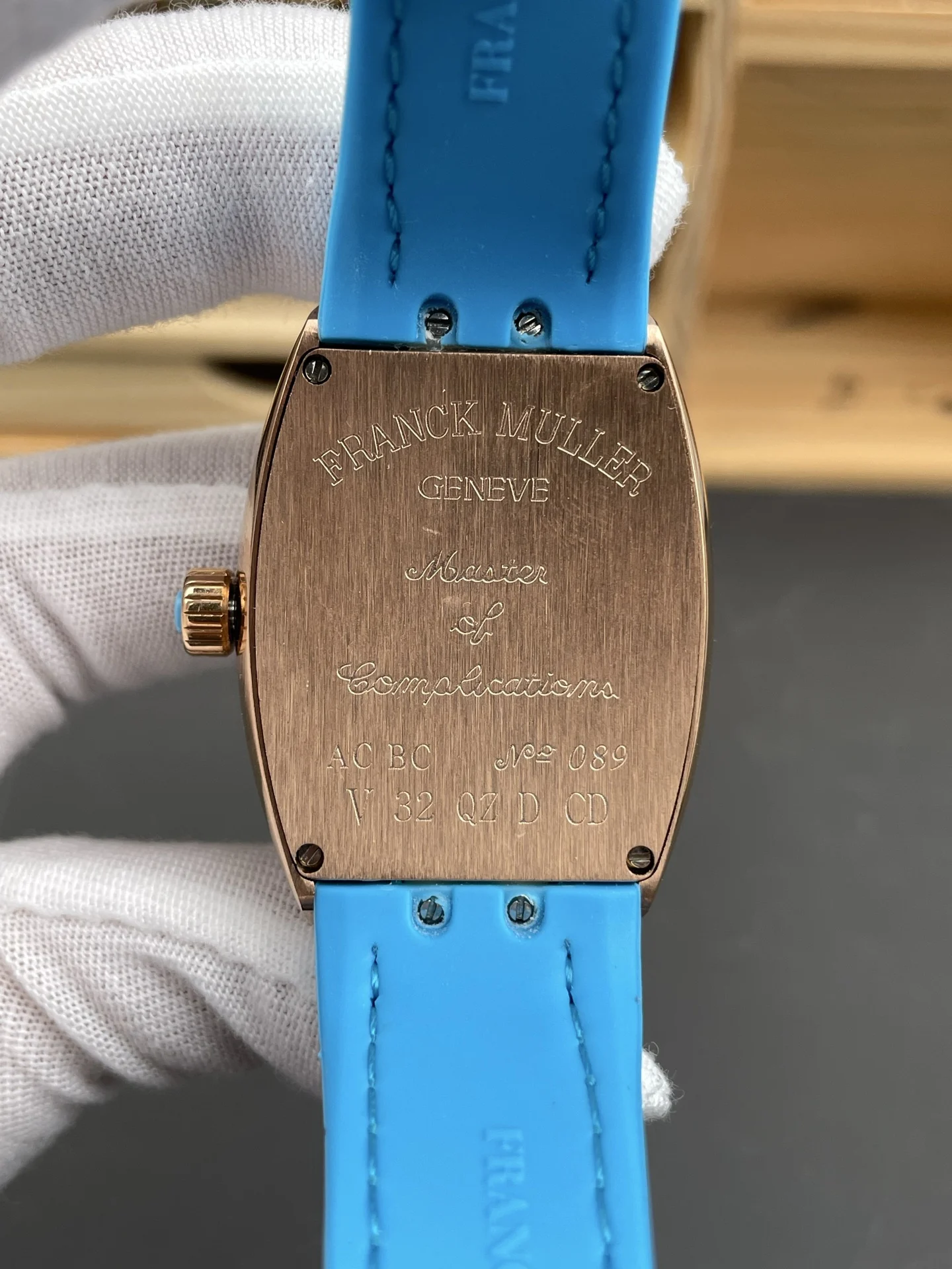Franck Muller Rose Gold Diamond-Set 32 × 42.3mm — photographed off the sweep