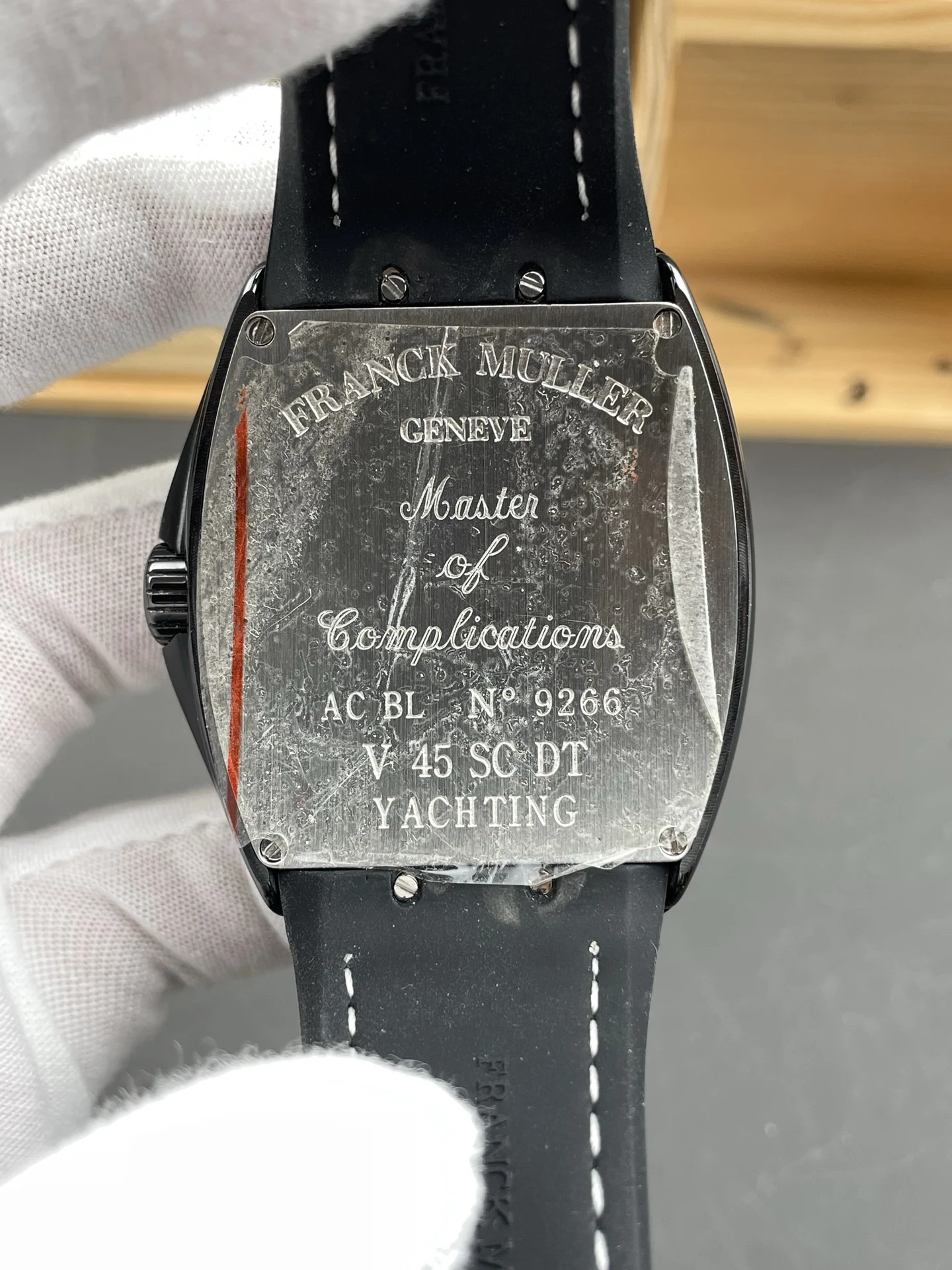 Franck Muller Steel Black Dial 44 × 54mm — photographed off the sweep