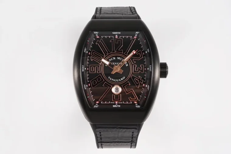 Franck Muller Steel Black Dial Diamond-Set 44 × 54mm