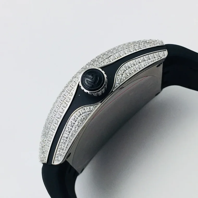 Franck Muller Steel Black Dial Diamond-Set 44mm
