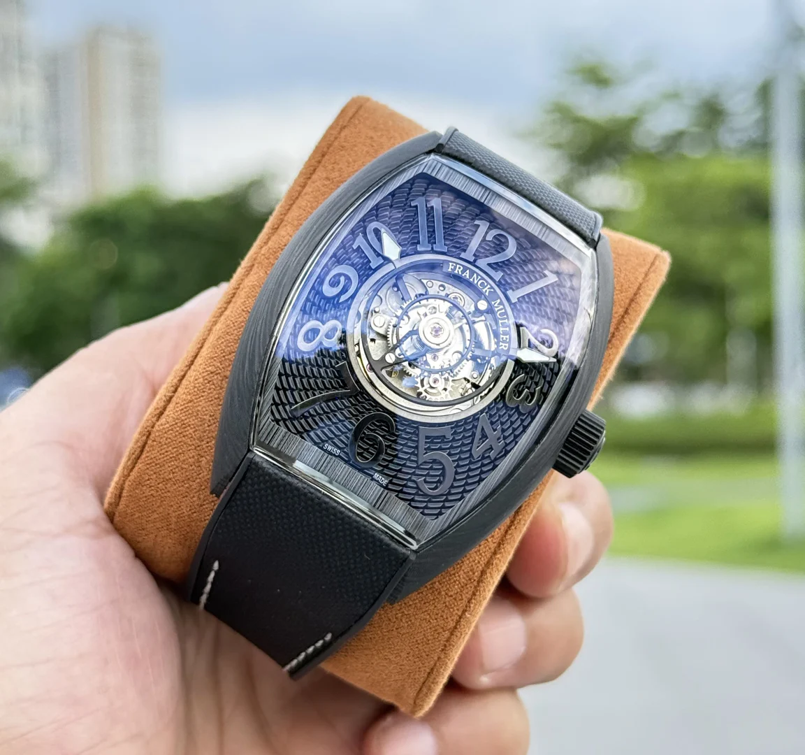 Franck Muller Tourbillon Carbon — photographed off the sweep