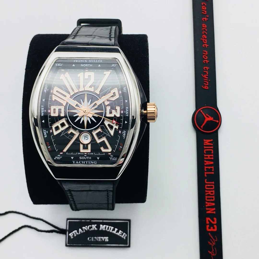 Franck Muller Vanguard Steel Black Dial — photographed off the sweep