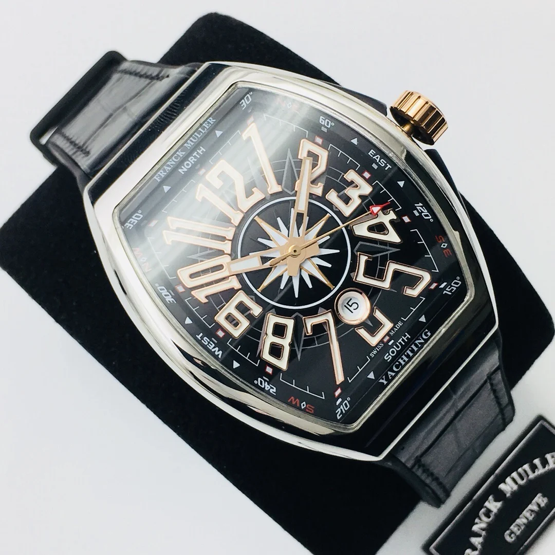 Franck Muller Vanguard Steel Black Dial — photographed off the sweep