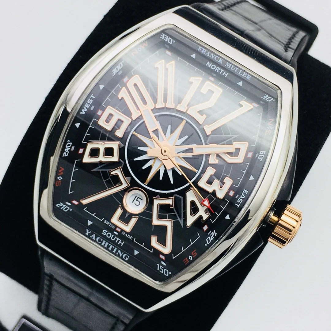 Franck Muller Vanguard Steel Black Dial — photographed off the sweep