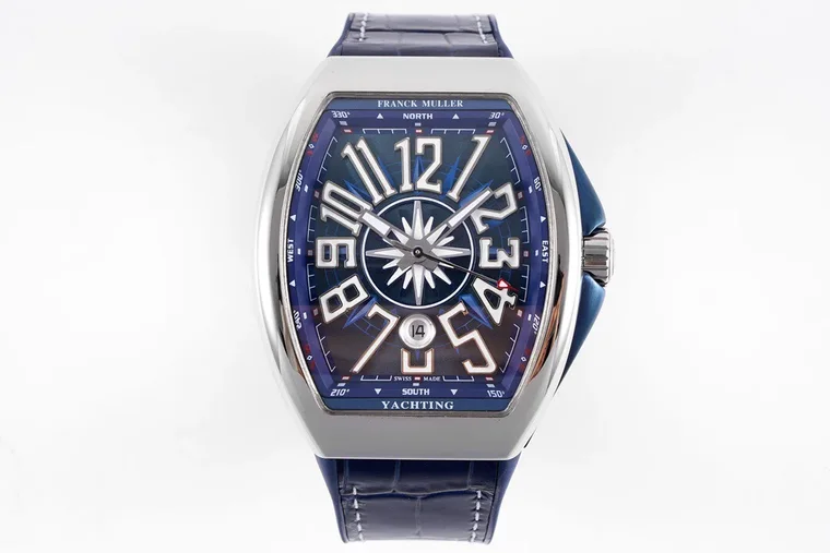Franck Muller Vanguard Steel Blue Dial Diamond-Set 44 × 54mm