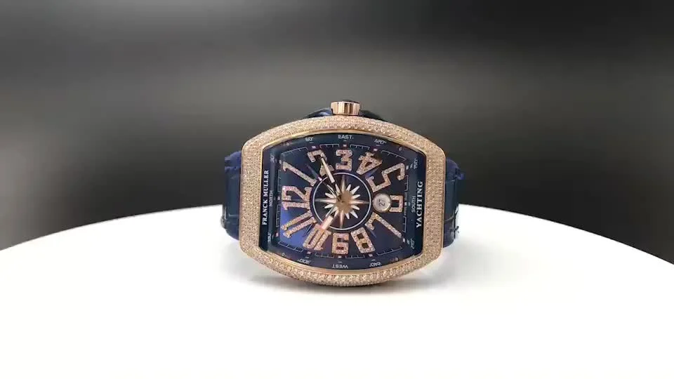 Franck Muller Vanguard Steel Blue Dial Diamond-Set 44mm