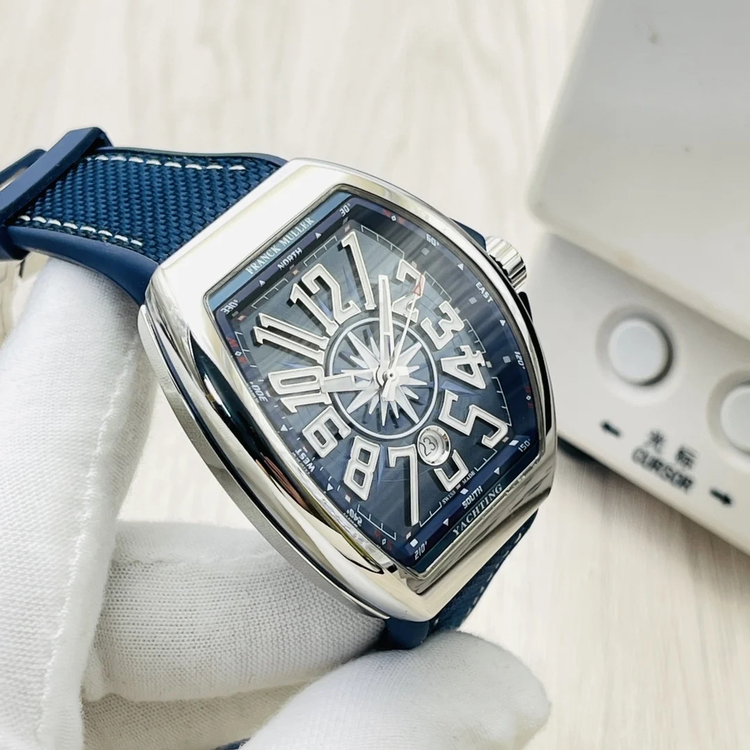 Franck Muller Vanguard Steel Blue Dial Diamond-Set 44mm — photographed off the sweep
