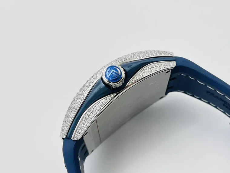 Franck Muller Vanguard Steel Blue Dial Diamond-Set 44mm