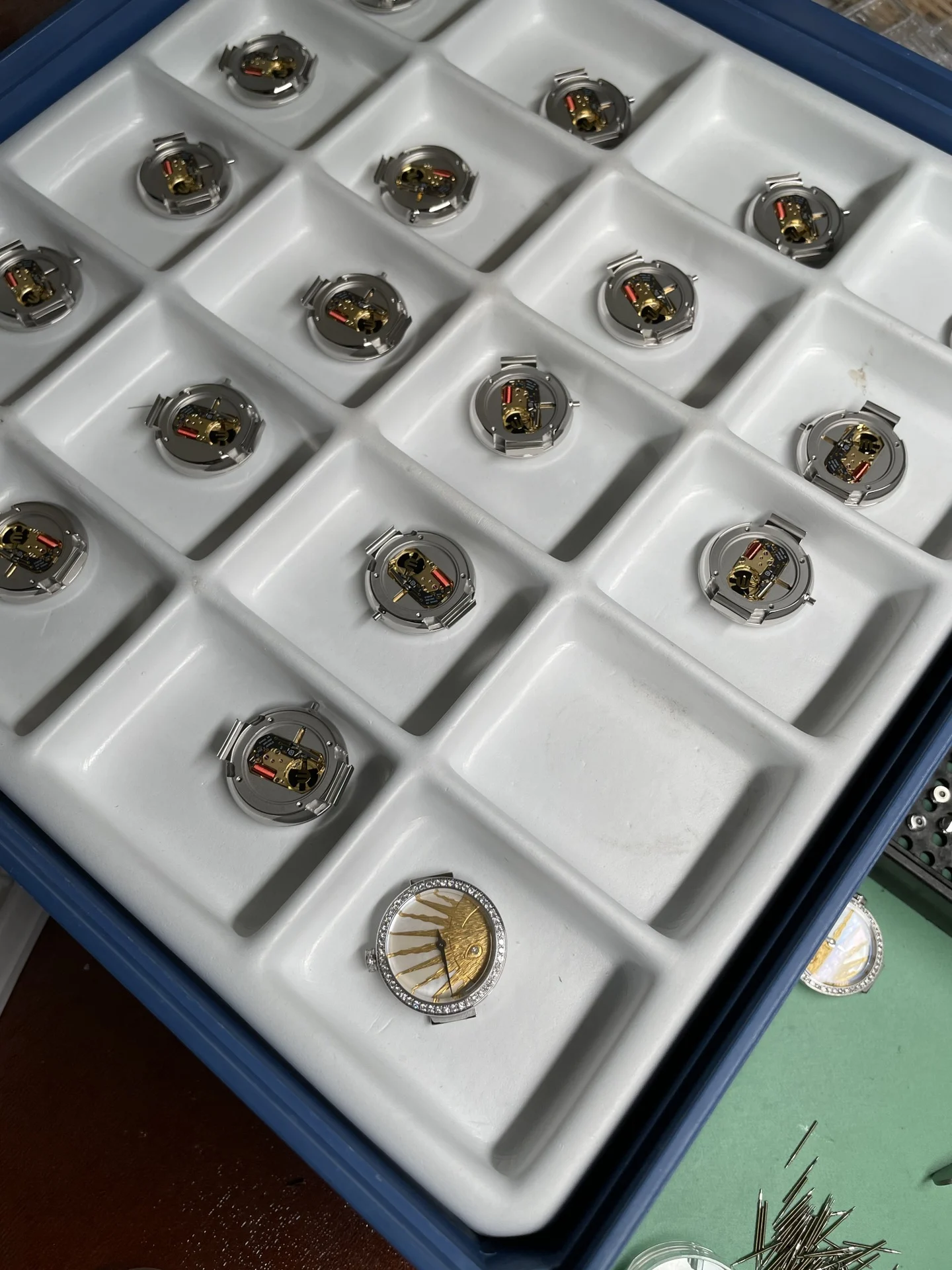 Genuine Dior collection movement, original factory parts — photographed off the sweep