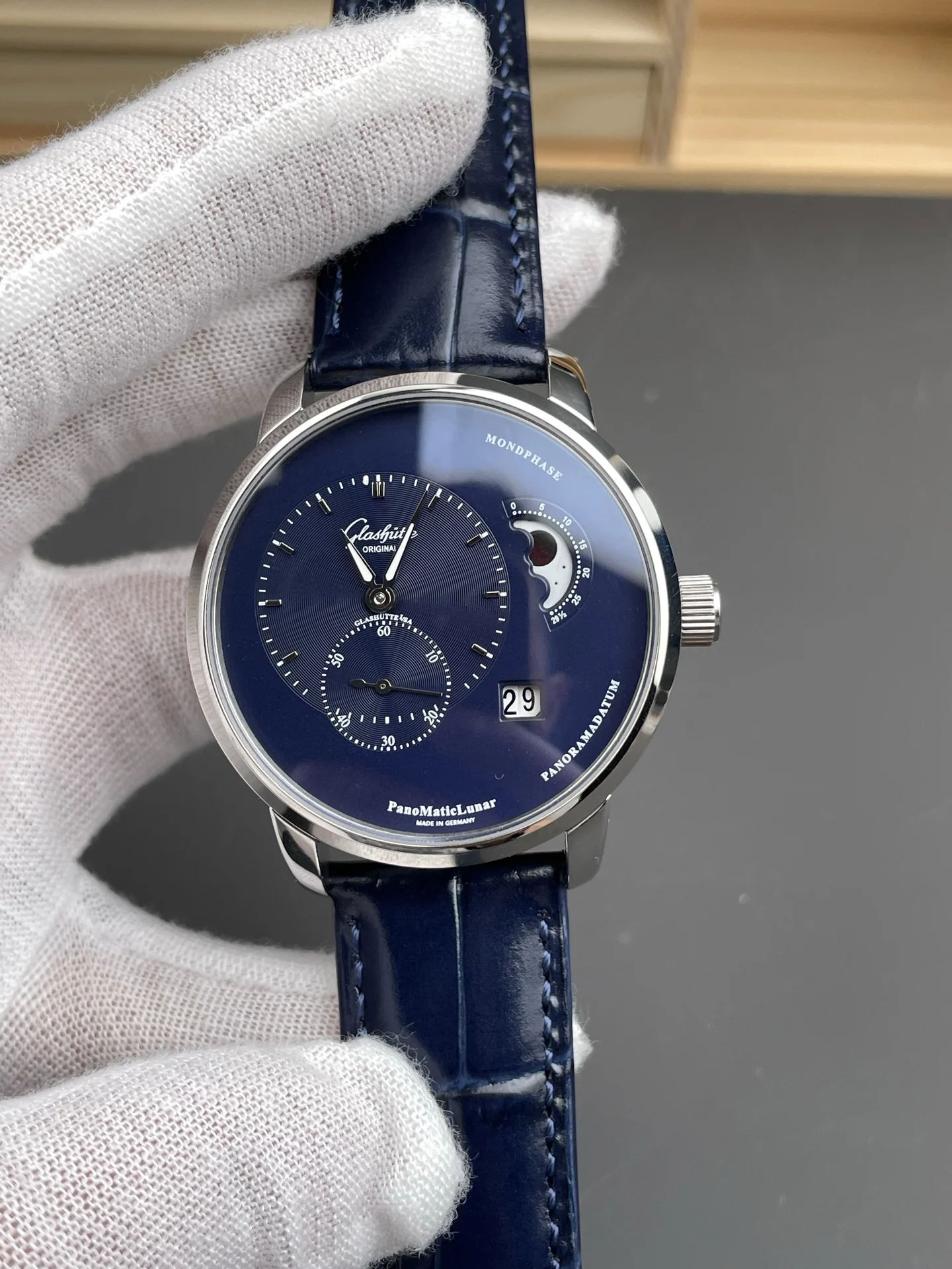 Glashütte Original Moon Phase 40mm — photographed off the sweep
