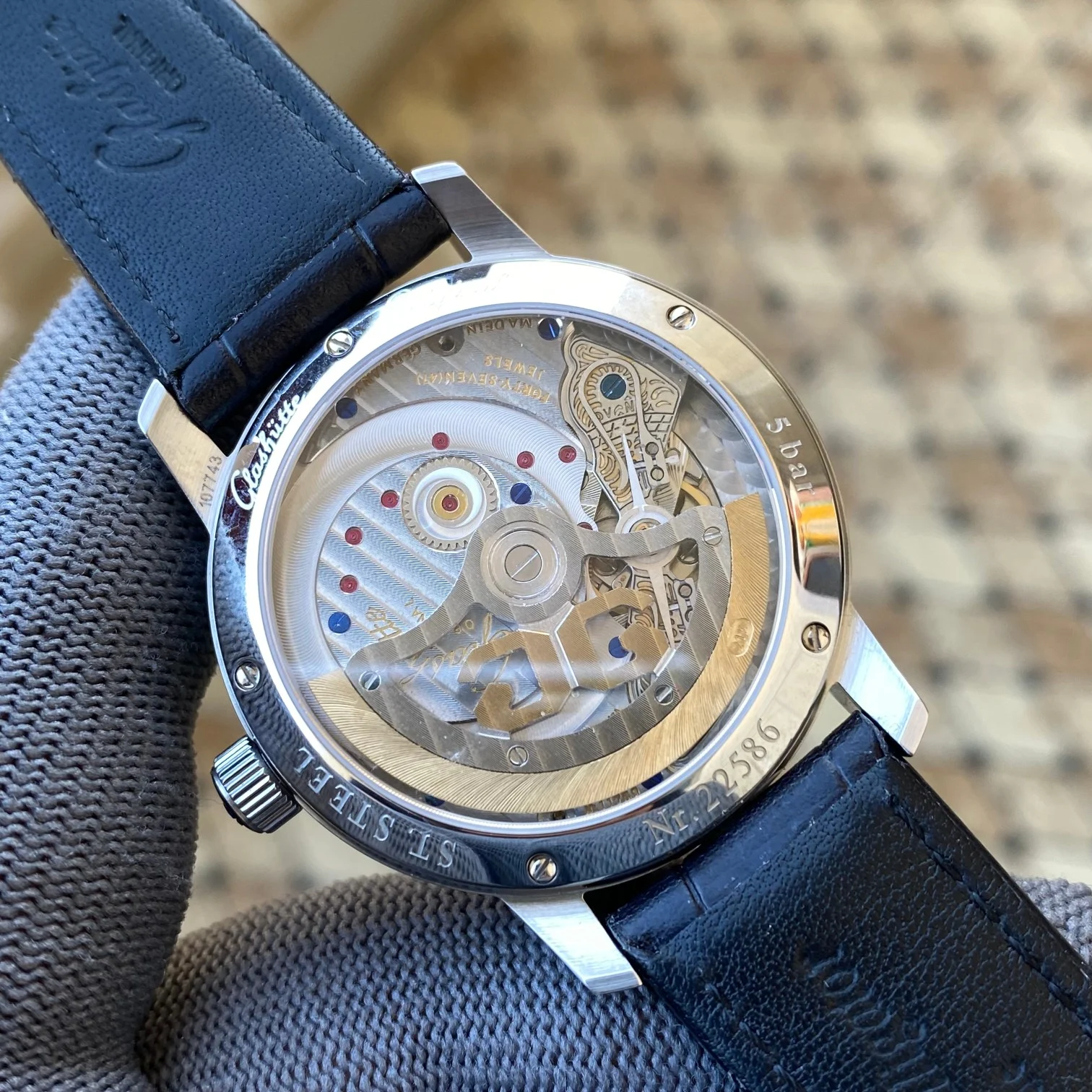 Glashütte Original Moon Phase Black Dial — photographed off the sweep