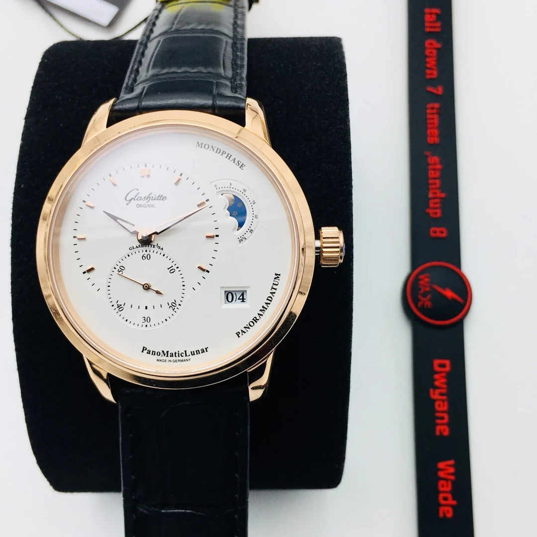 Glashütte Original Moon Phase Steel — photographed off the sweep