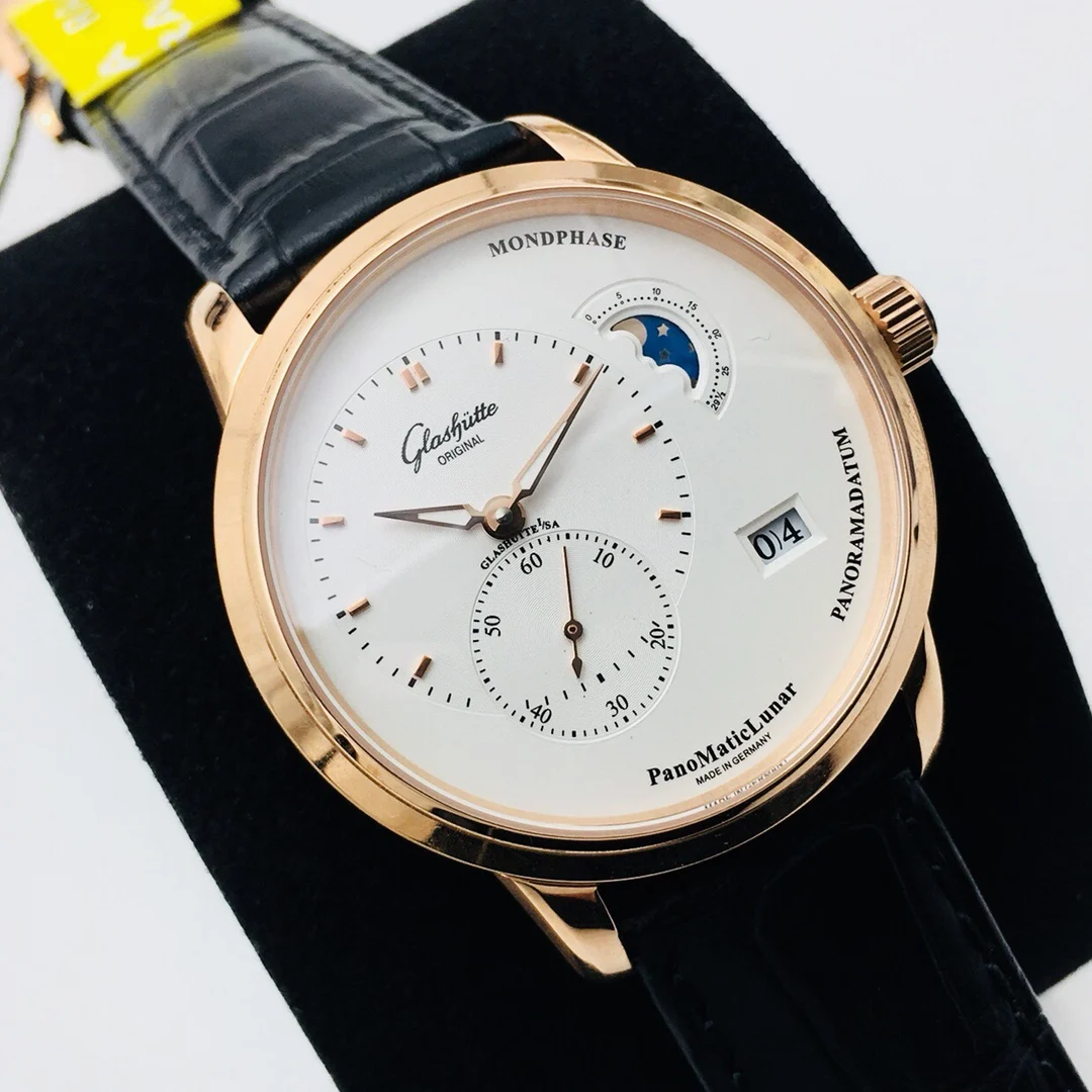 Glashütte Original Moon Phase Steel — photographed off the sweep
