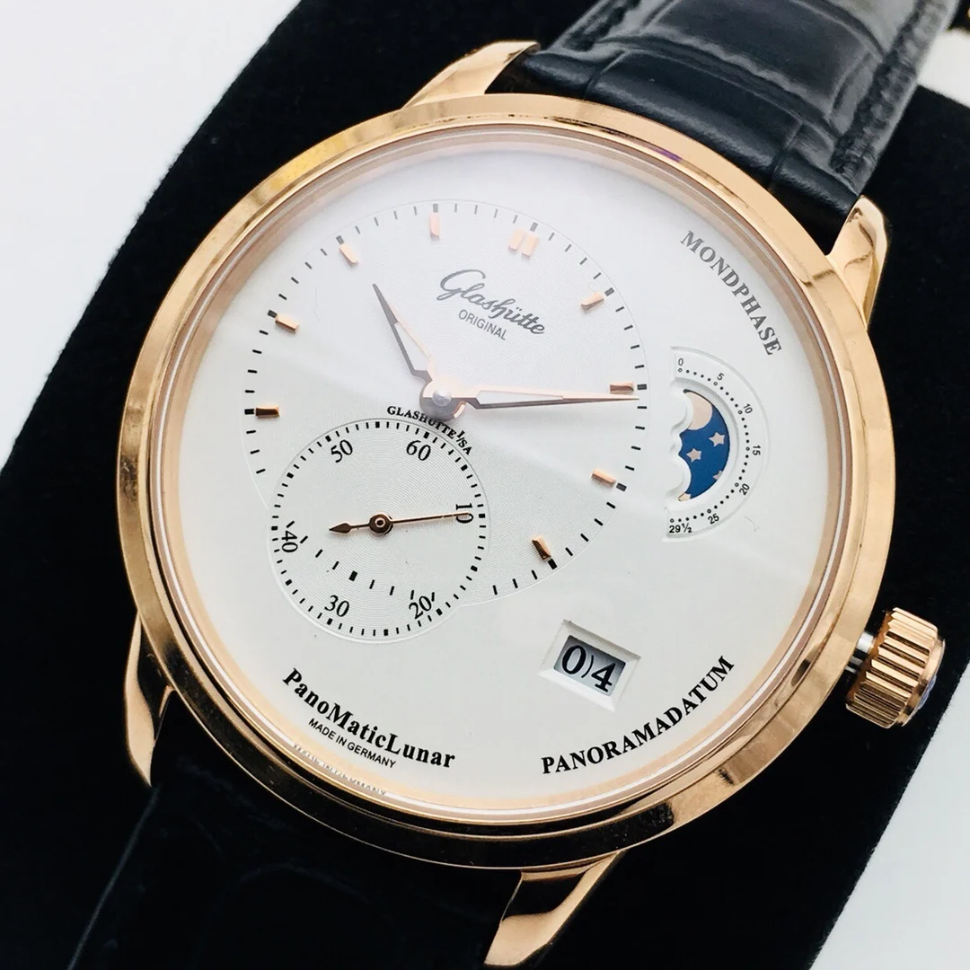 Glashütte Original Moon Phase Steel — photographed off the sweep