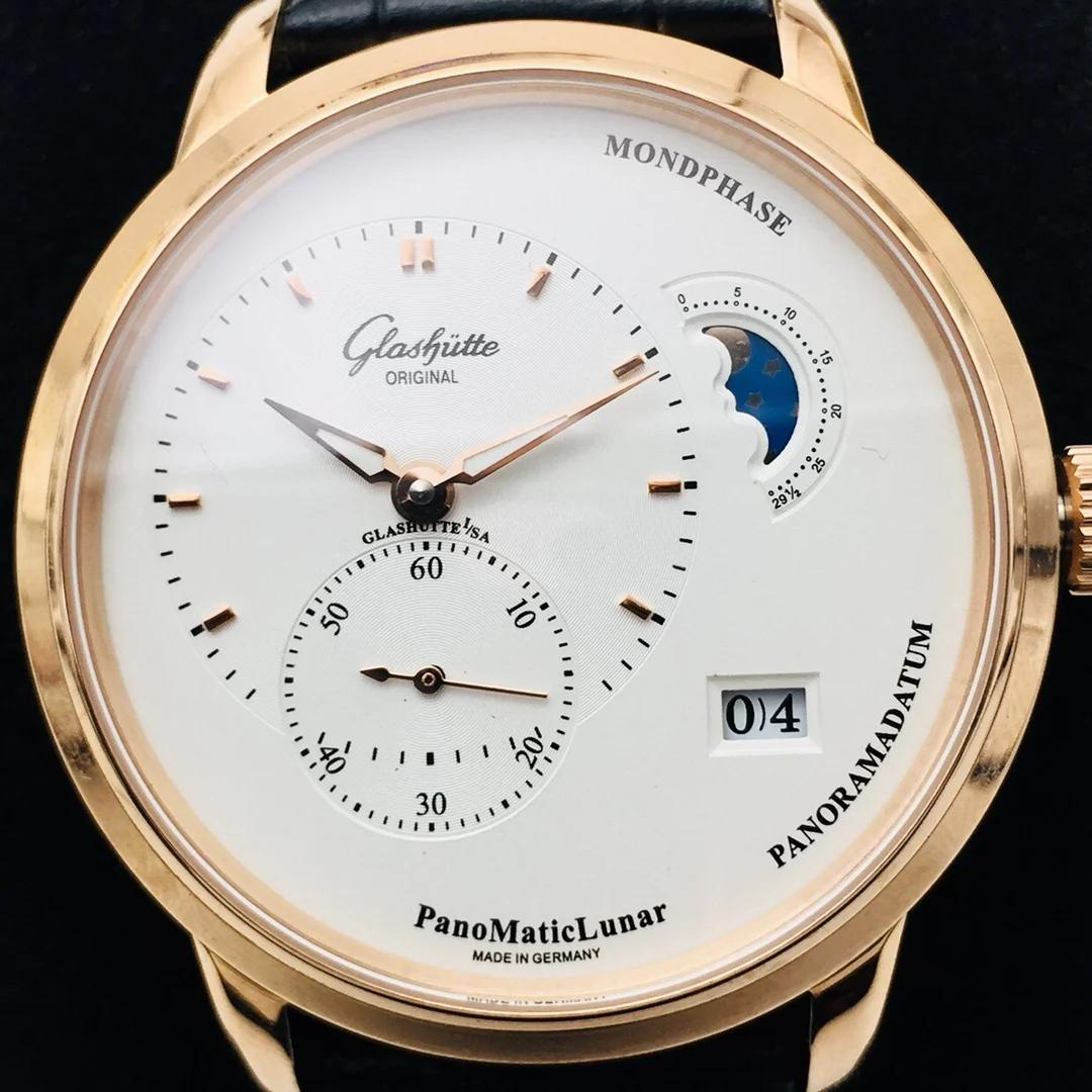 Glashütte Original Moon Phase Steel — photographed off the sweep