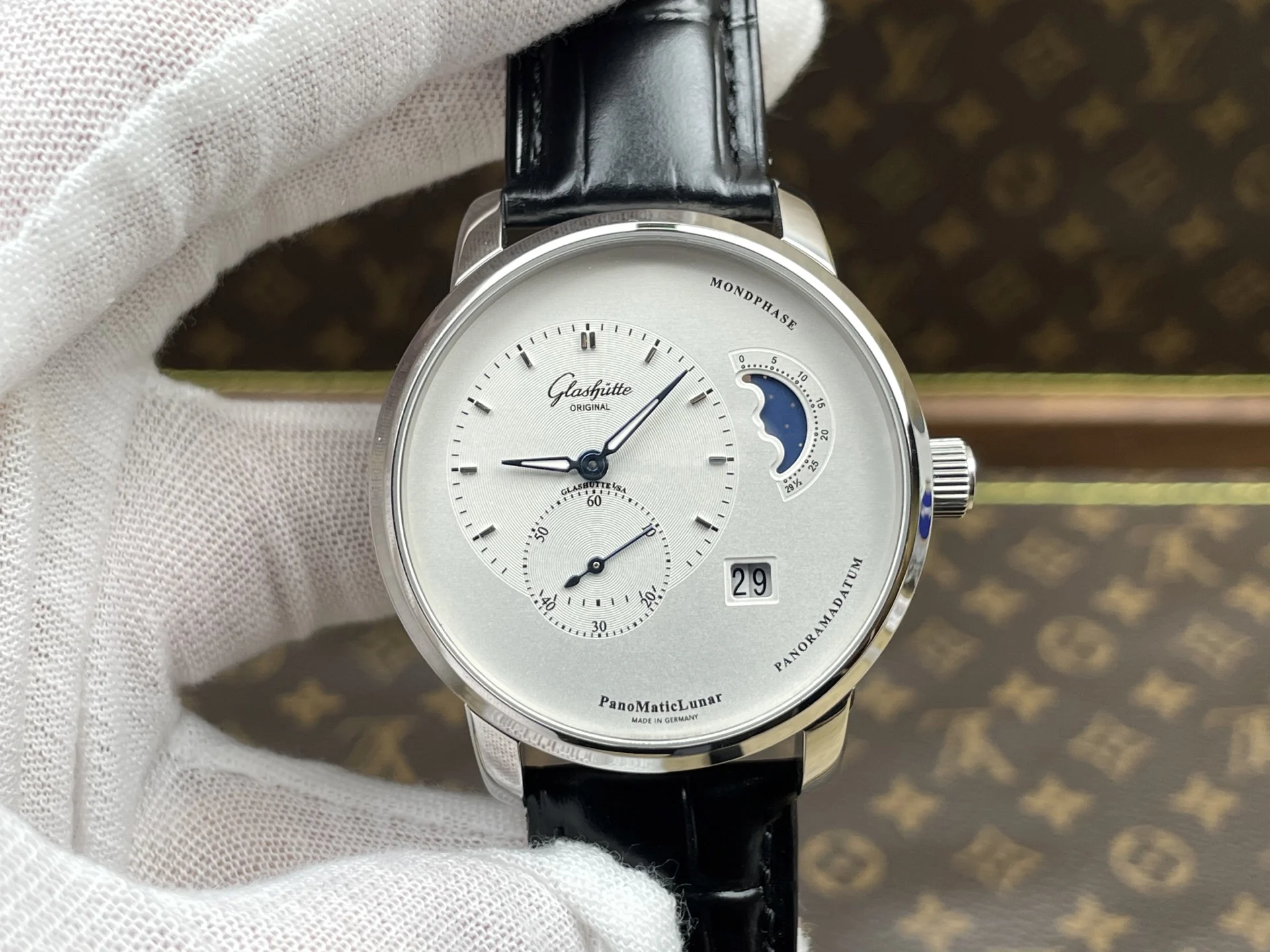 Glashütte Original Moon Phase — photographed off the sweep