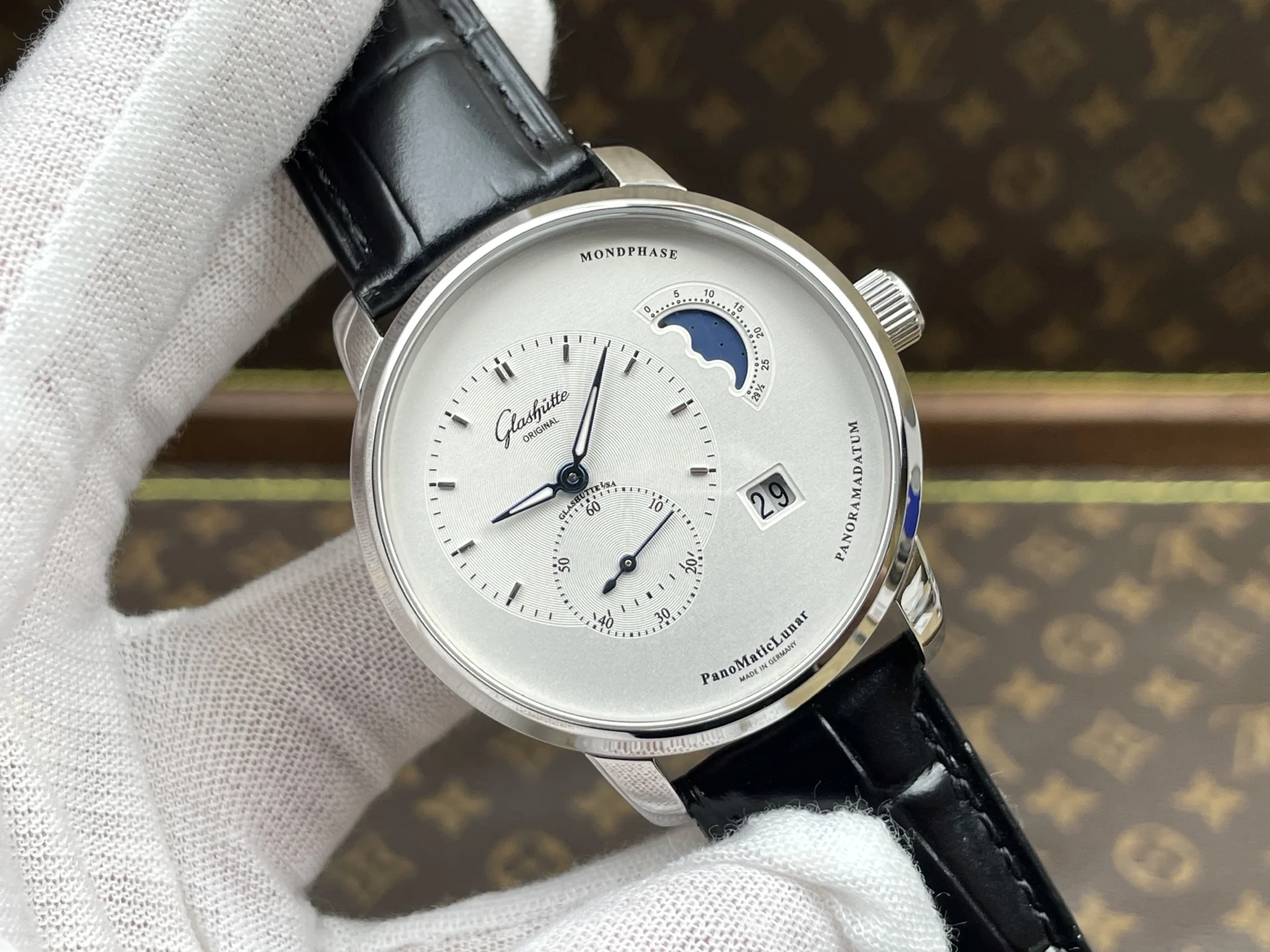Glashütte Original Moon Phase — photographed off the sweep