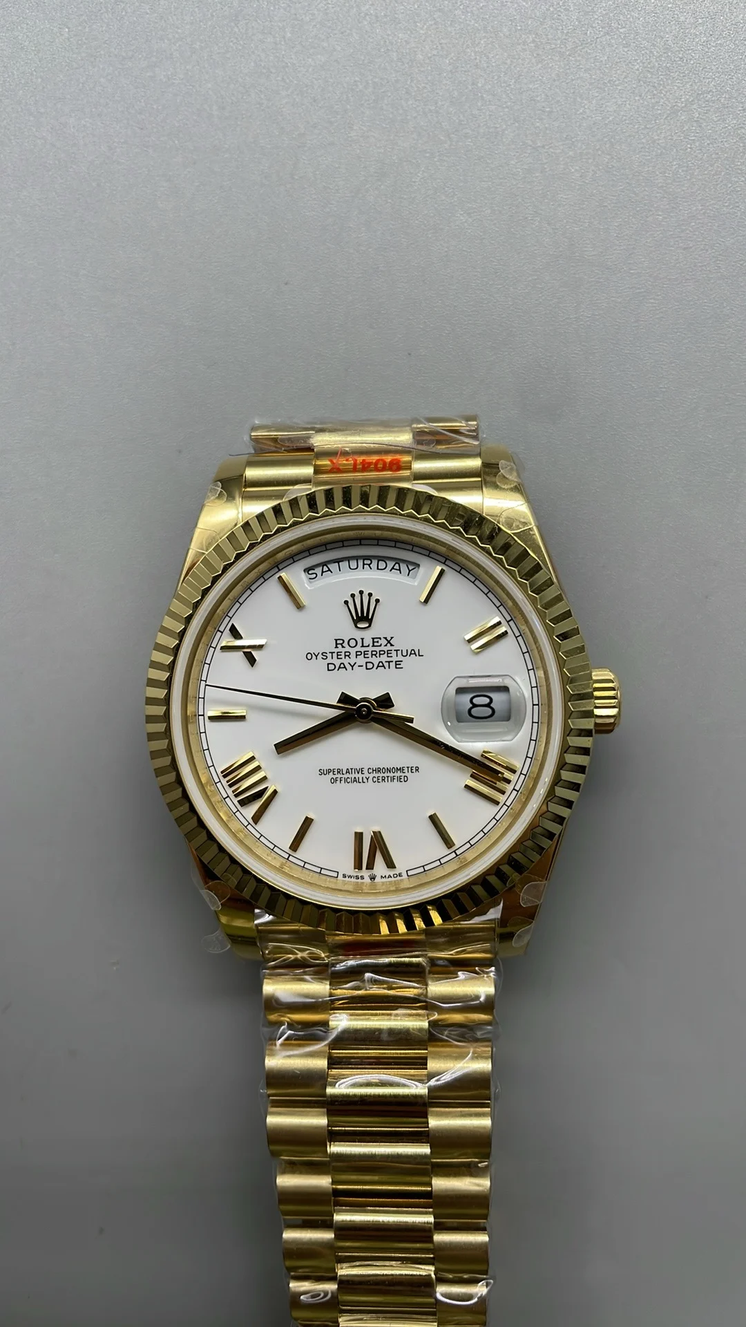 GMF, 40mm, gold ceramic, white Roman numerals, weighted version