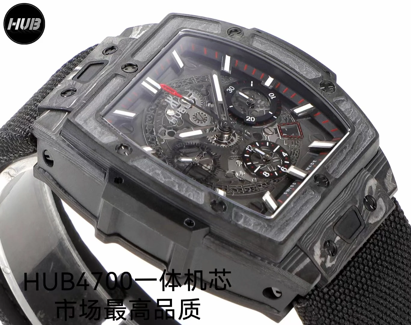 Hublot Big Bang Carbon Blue Dial — photographed off the sweep