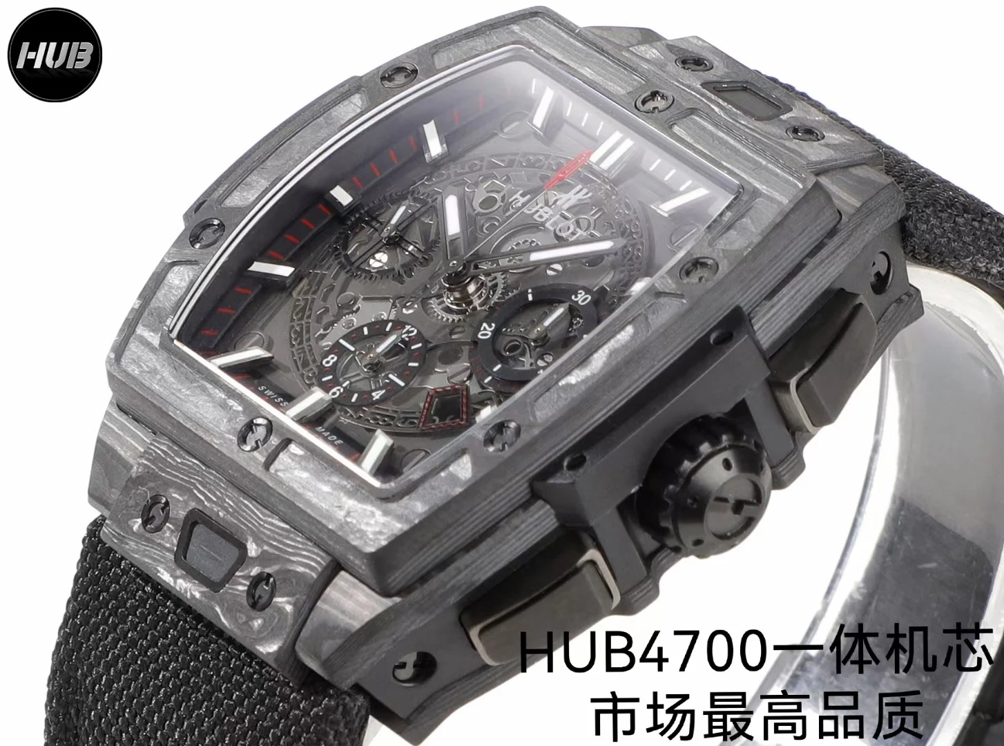 Hublot Big Bang Carbon Blue Dial — photographed off the sweep