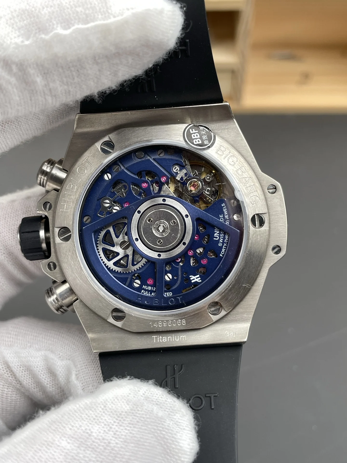 Hublot Big Bang Ceramic Blue Dial — photographed off the sweep