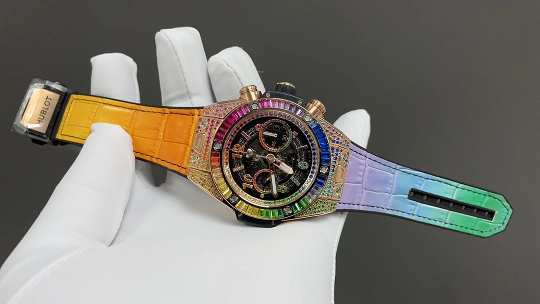 Hublot Big Bang Rainbow Diamond-Set — photographed off the sweep